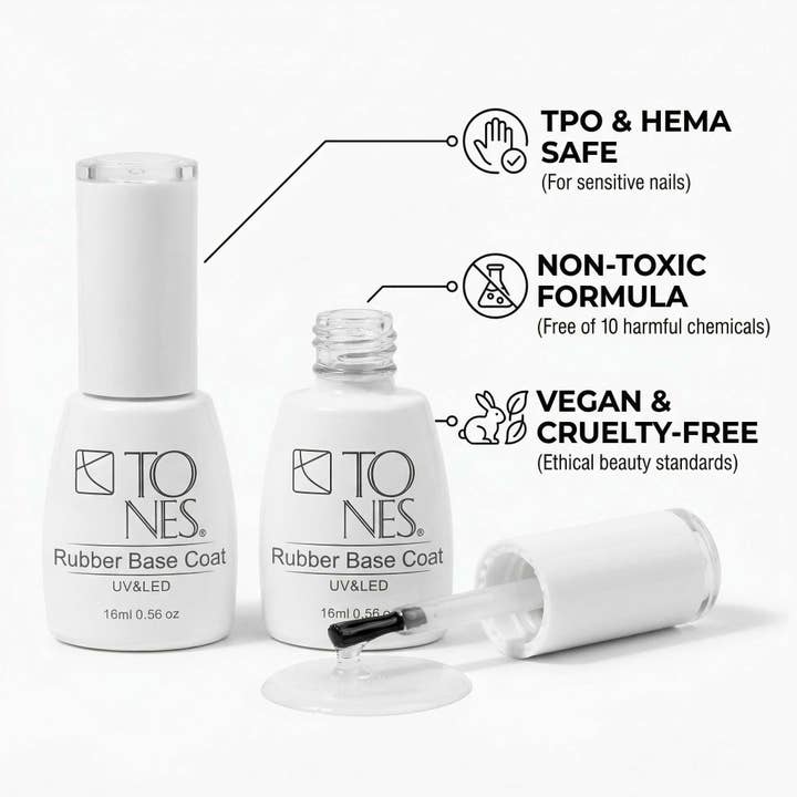 Tones Acrylics | Gels | Nail Art | Nail Tools & Accessories - Wholesale Nail Polish - Gel Polish Base Coat - Rubber 0.56 fl oz2