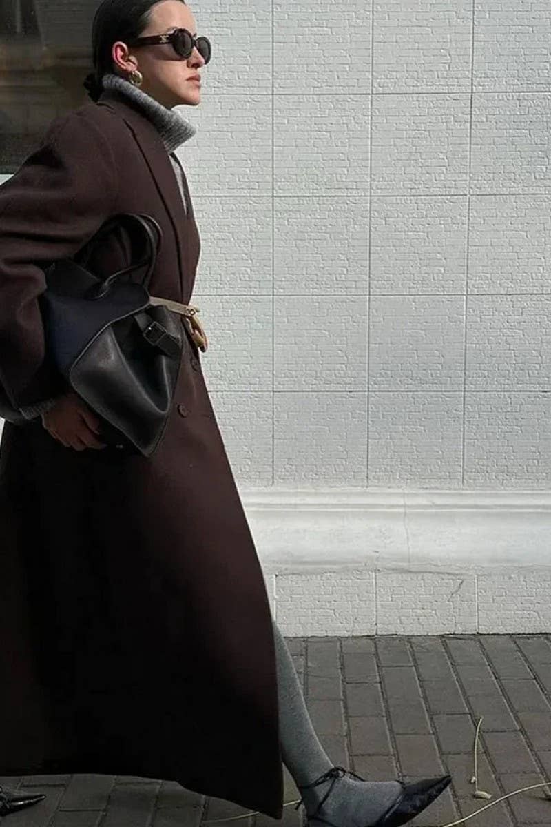 COFFEE CWOCO1071_DOUBLE-BREASTED COAT WITH PADDED SHOULDERS for wholesale on Faire4