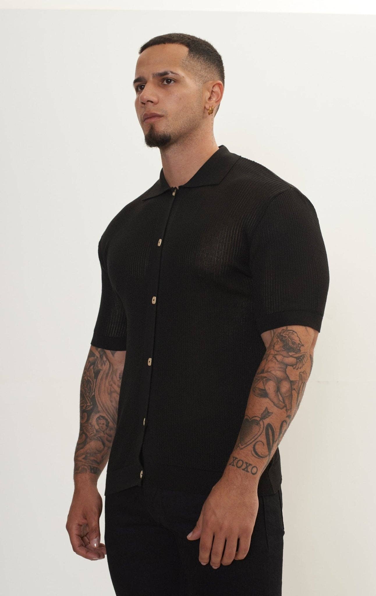 SORT Mænds Gennemsigtig Knap Down Mesh Top - Sort for engroshandel på Faire3