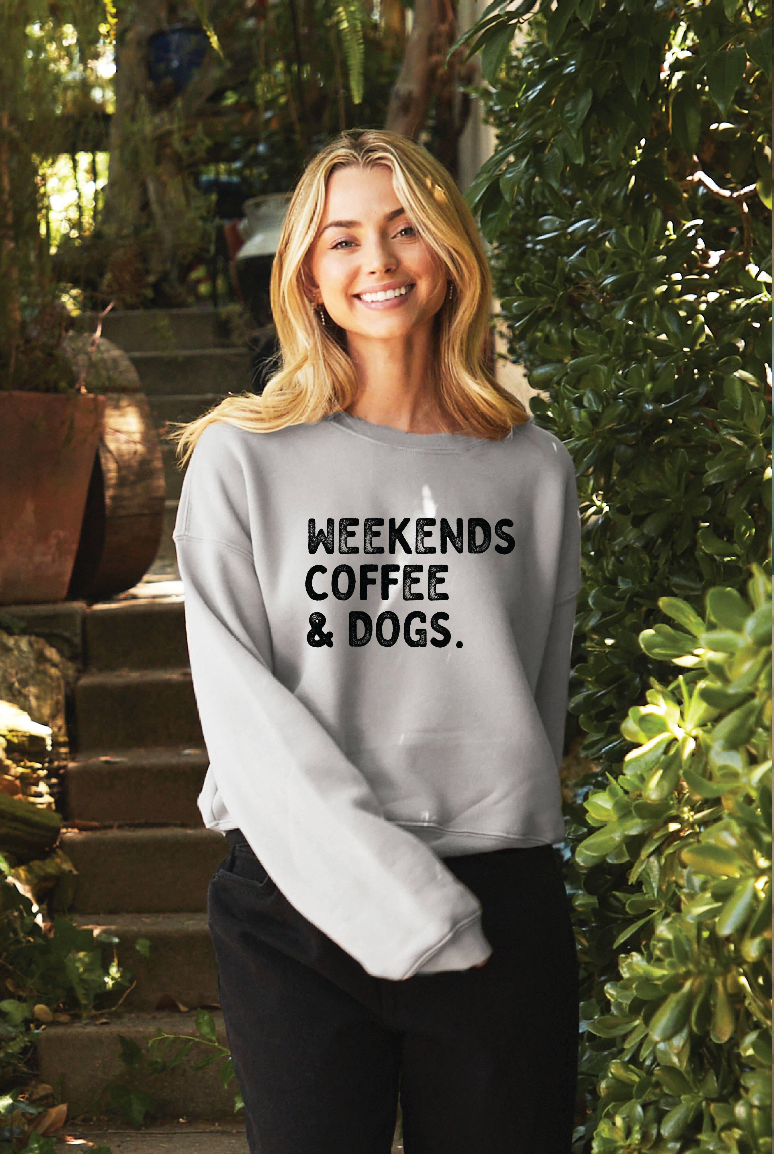 OAT COLLECTIVE - Wholesale Graphic Sweatshirt - Women's - WEEKENDS COFFEE AND DOGS  Mid Graphic Sweatshirt4