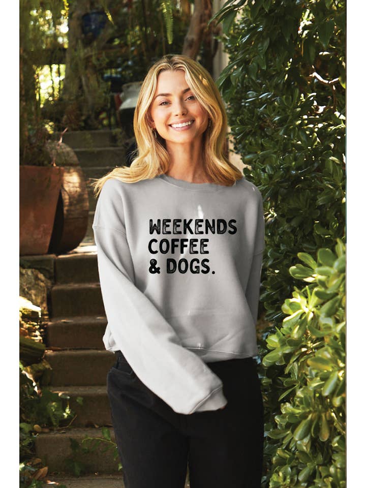 OAT COLLECTIVE - Wholesale Graphic Sweatshirt - Women's - WEEKENDS COFFEE AND DOGS Mid Graphic Sweatshirt4