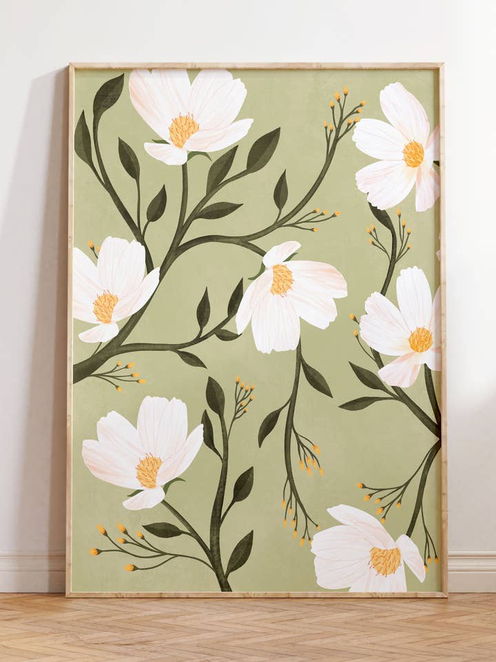 Affiche Flores Verdes pour la vente par Illustrations Its Funny Howww Inc