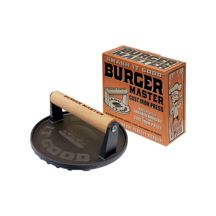 Burger Master – Cast Iron Grill Press for wholesale by Lucky Jack