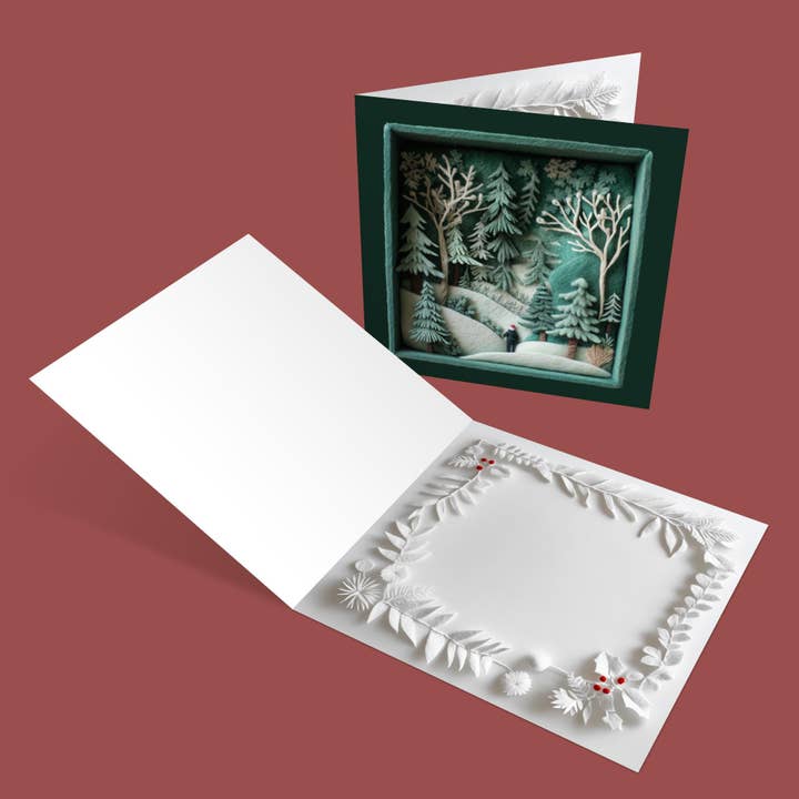 Good Post Day - Wholesale Christmas Card - Snowy Woodland Walk 2D Printed Shadow Box Card2