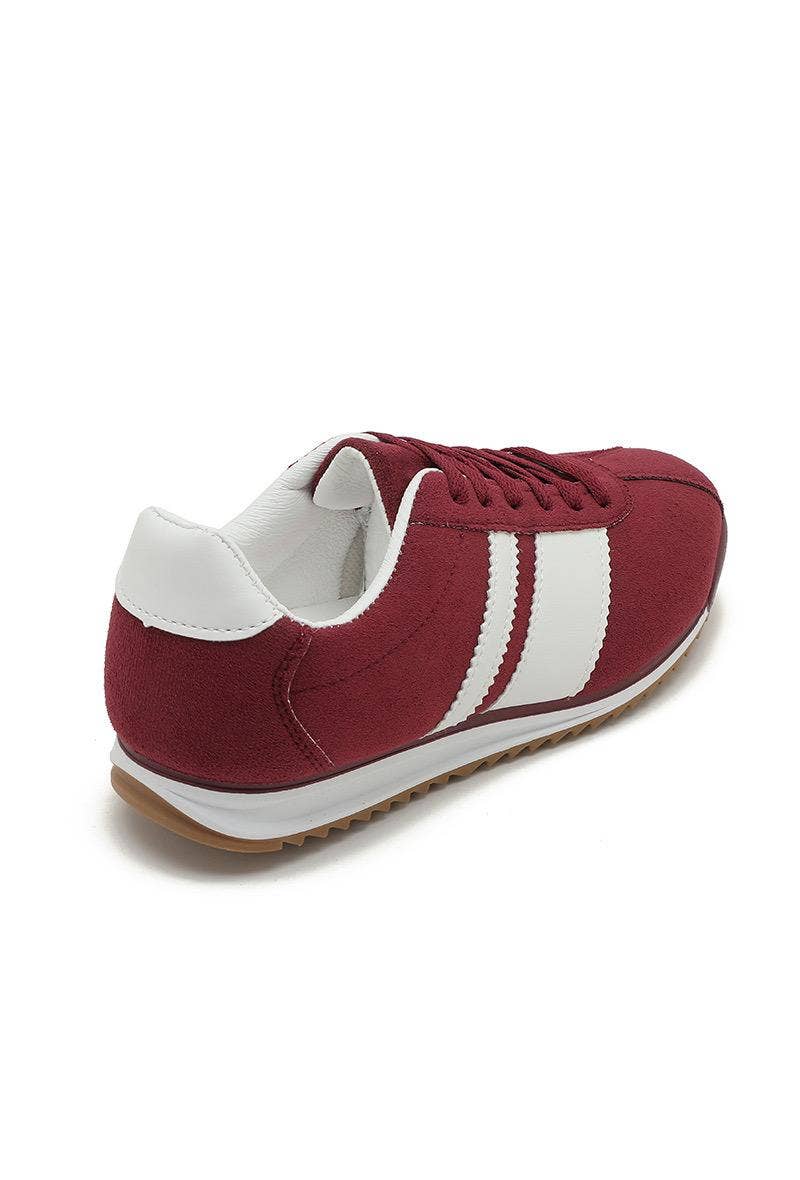 No Doubt Shoes - Wholesale Lifestyle Sneakers - Women's - ROUND TOE SIDE LINE STRIPPED DETAILED GUM SOLE SNEAKERS 23