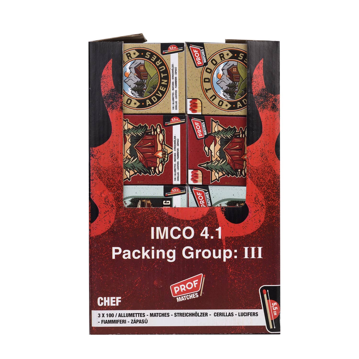 PROF - Wholesale Matches - Set of 3 boxes of 100 matches 55 mm PROF CHEF5