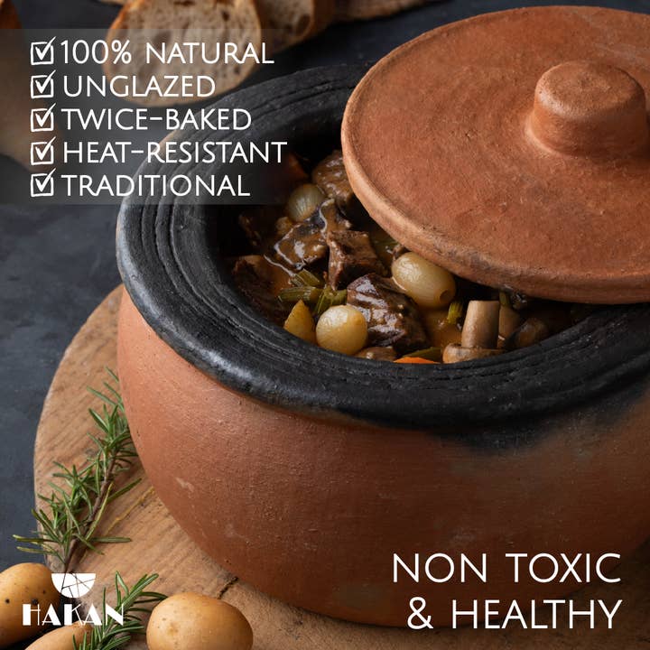 Hakan - Wholesale Cooking pot - Hakan Efes Clay Pot with Lid, Unglazed TwiceBaked Terracotta5