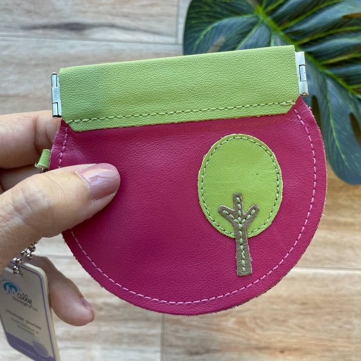 Leather Coin Purse with Tree, Round Change Purse, Penny for wholesale by Mally Designs