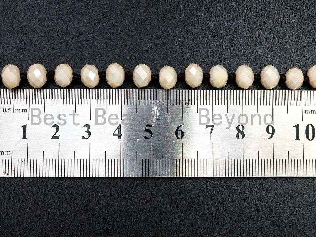 BestBeads&Beyond – wholesale Pärlband/Pärlhalsband – 60 tum/36inches Handknutna Beige Kristall Halsband, D54