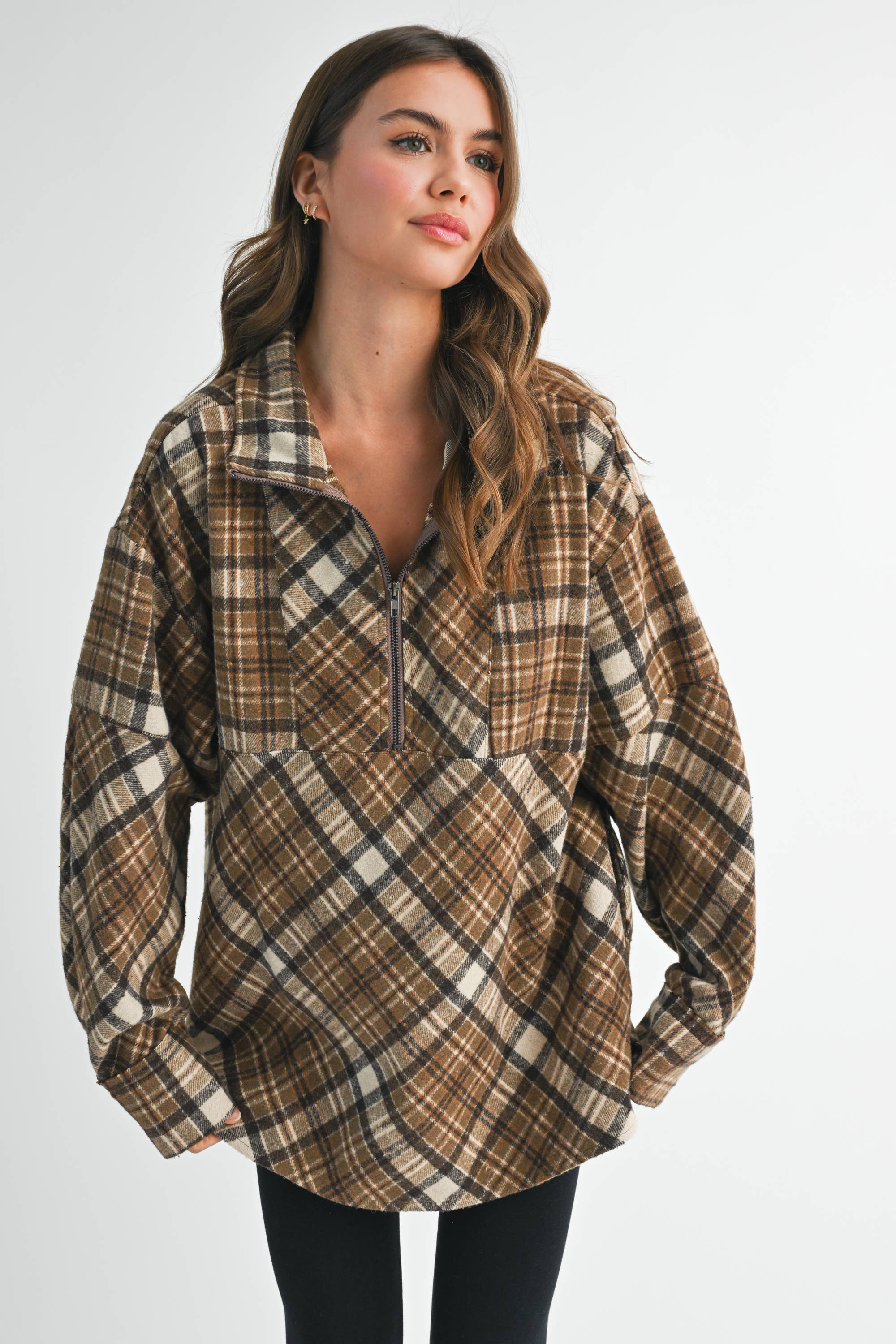 AEMI + CO - Wholesale Sweatshirt - Women's - 8421EK Mya Plaid Pullover 116