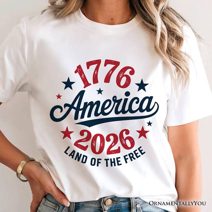 Patriotic America 1776-2026 Land of the Free T-Shirt for wholesale by OrnamentallyYou