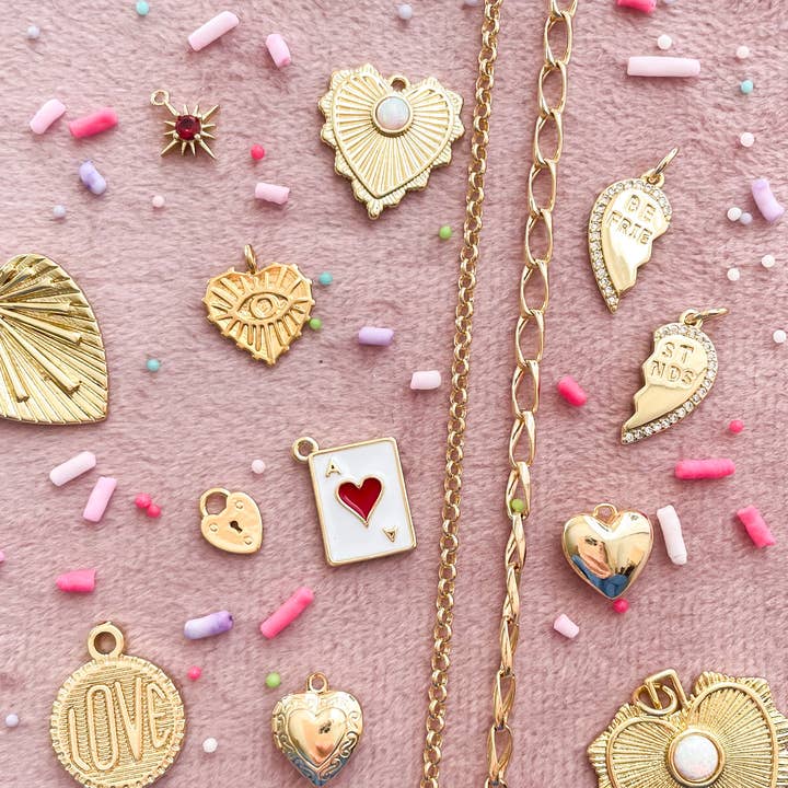 Goldie Charm Bar - Venta al por mayor Abalorios/colgantes individuales - KIT DE ENCANTOS PARA MEJOR AMIGA DEL DÍA DE GALENTINE