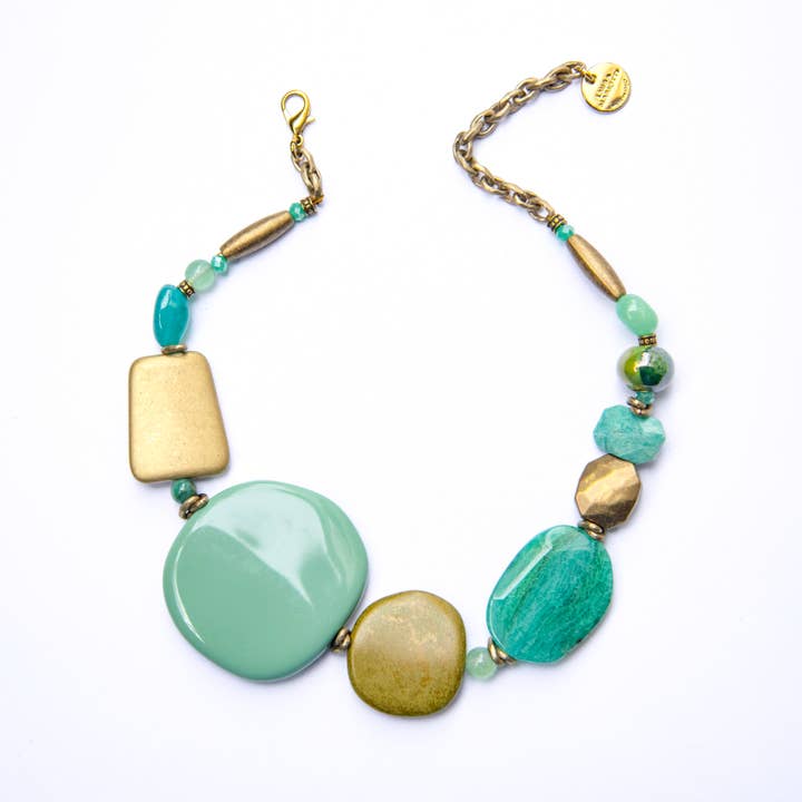 GREEN AMAZZONIA - girocollo disco e pietre per la vendita all'ingrosso da parte di Laura Mariotti - luxury collection