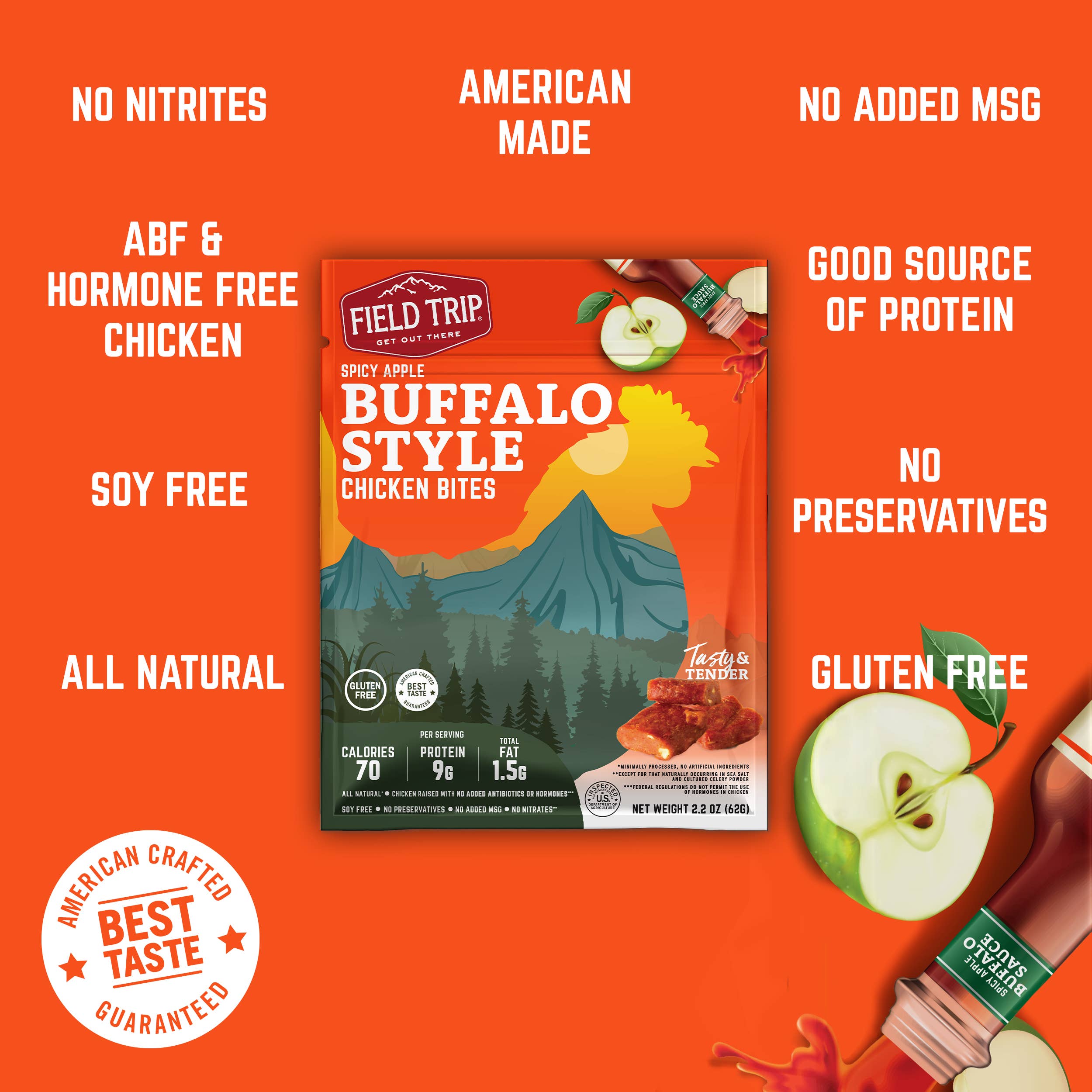 FIELD TRIP - Wholesale Jerky - Spicy Apple Buffalo Style Chicken Bites (2.2oz)2