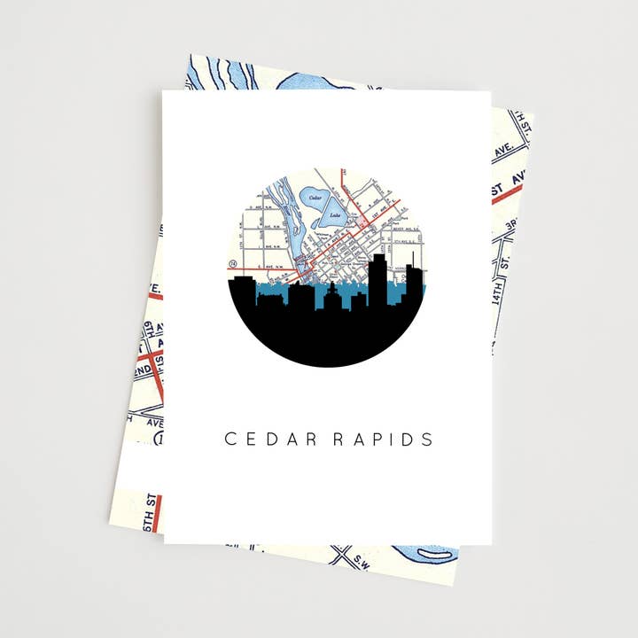 Carte de vœux Iowa City Skyline | Plusieurs villes pour la vente par Paperfinch Design