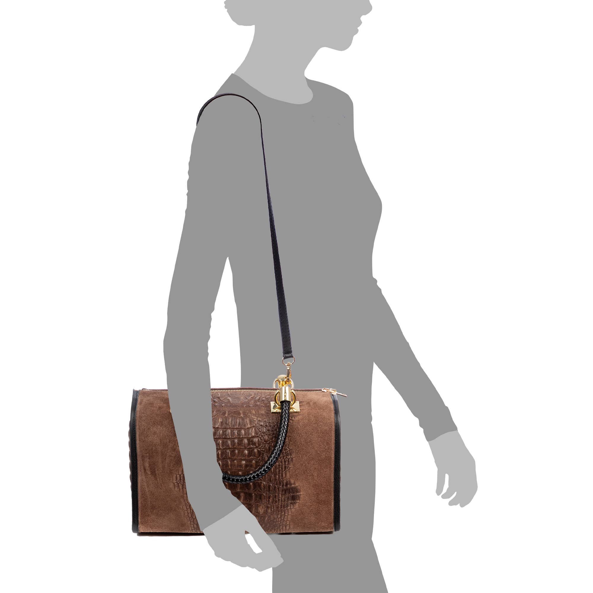 FIRENZE ARTEGIANI - Wholesale Top Handle Bag - Women's - Anacapri Women's Tote Bag. Genuine Suede Crocodile Leather.18