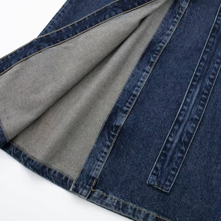 Couleur en vedette Manteau Trench Femme Automne Style Européen Ceinturé en Denim en vente sur Faire18