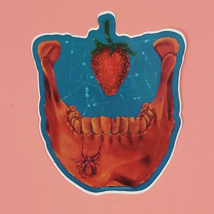 Autocollant en vinyle Prey - Crâne, fraise et araignée pour la vente par PeachyxJames