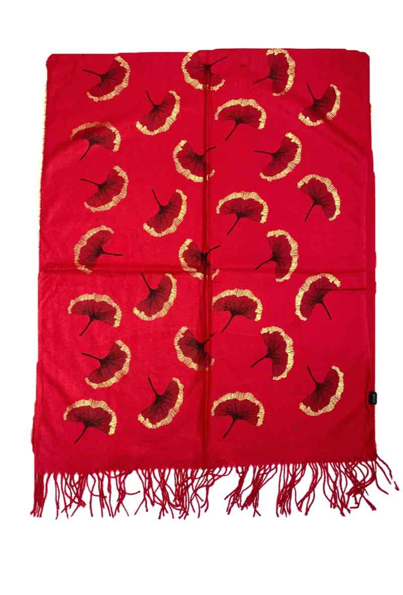 LINETA - Wholesale Scarf - Women's - Gingko Leaf Pattern Soft Scarf11