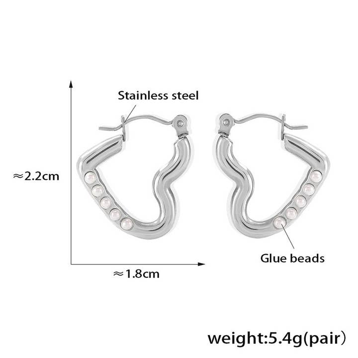 Gemcohub - Wholesale Dangle earrings - 18k Gold Plated Heart-Shaped Imitation Pearl Earrings4