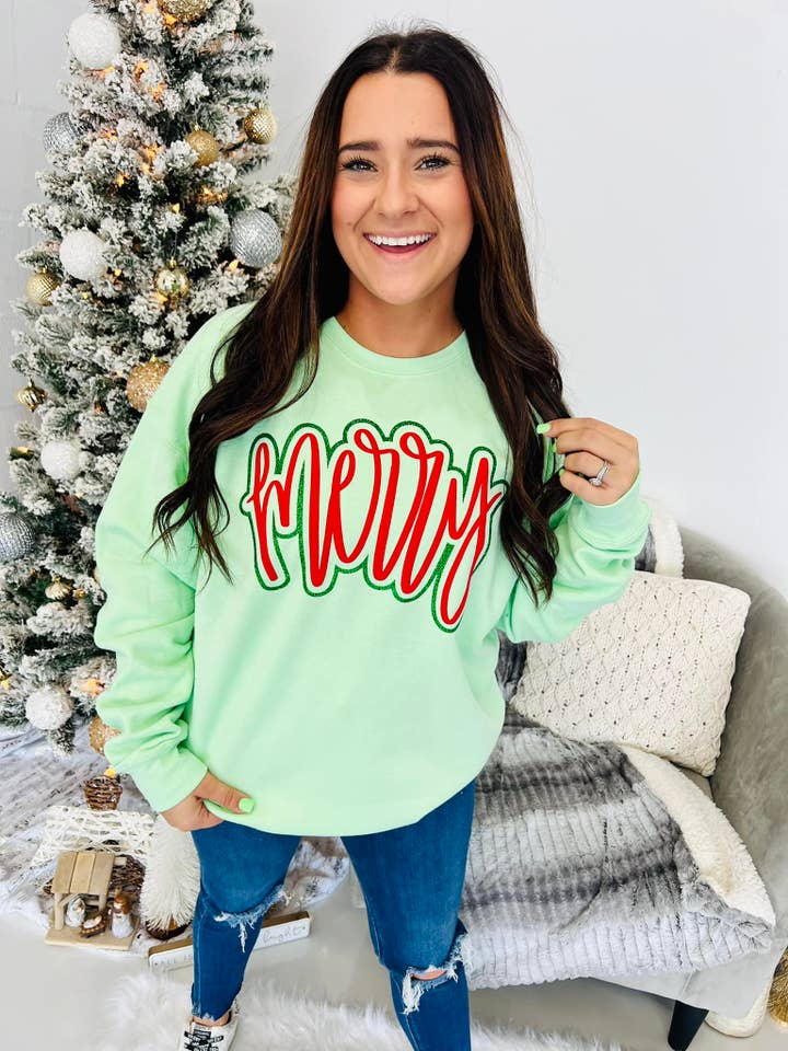 Dash Forward Wholesale - Wholesale Graphic Sweatshirt - Women's - Merry Double Sweatshirt