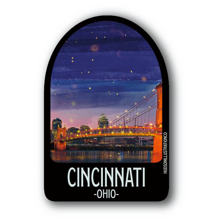 Cincinnati Ohio Sticker/Magnet/Print/Postcard for wholesale by About Town Co