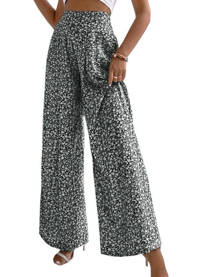 UNISHE - Wholesale Broek - Dames - Hoge Taille Wijde Pijpen Bloemenbroek ZK24911