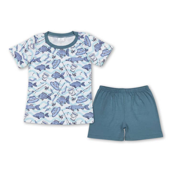 Short sleeves fishing top shorts boys summer clothes for wholesale by Yawoo Garments