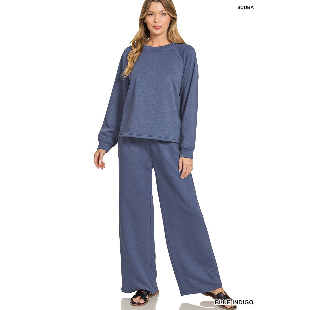 HiteJeans - Wholesale Lounge Set - Women's - Scuba crewneck pullover wide pants 2 pieces set20