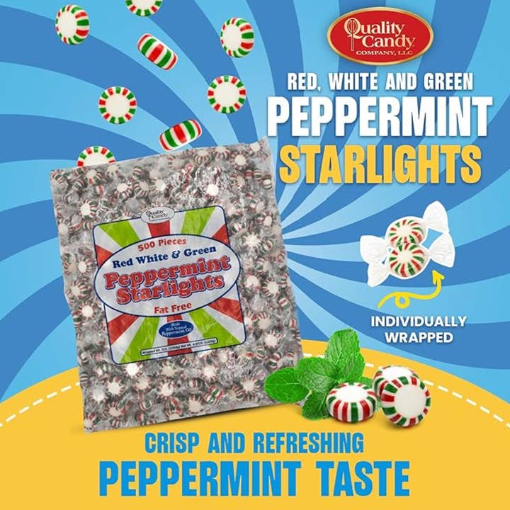 Qualität Bonbons Starlight Pfefferminz Rot, Weiß & Grün, 5 Pfund für den Großhandel von Quality Candy Company, King Leo & Gilliam