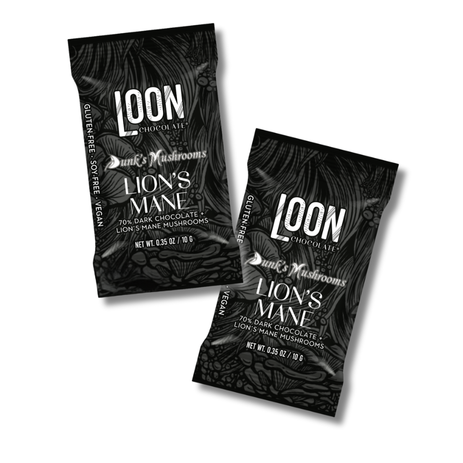 Loon Chocolate - Wholesale Chocolate Bar - Lion’s Mane Dark Chocolate Mini Bars (70-Count Display Box)1