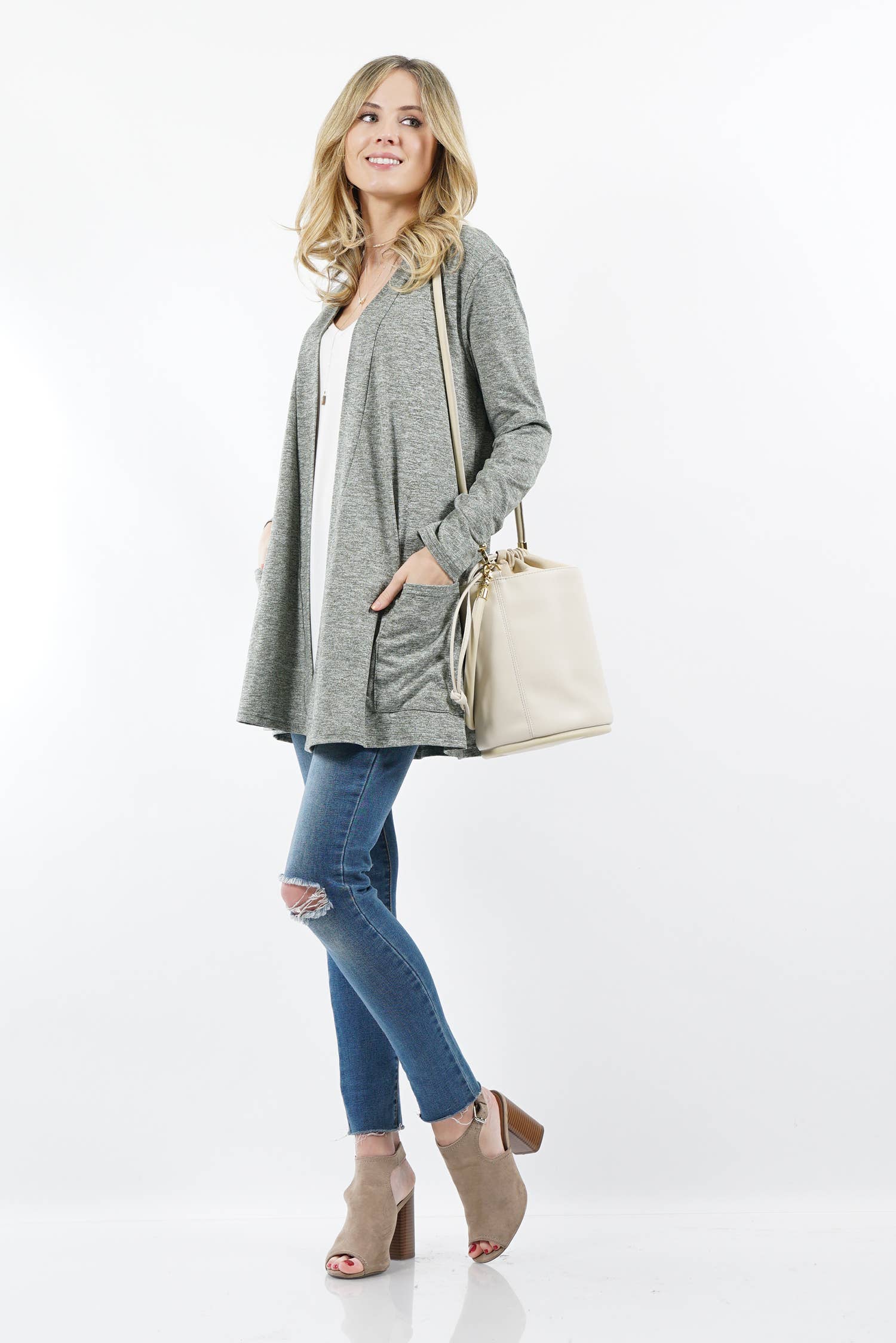 42POPS - Wholesale Cardigan - Women's - ",,...._ Open cardigan w/ slouchy pockets30