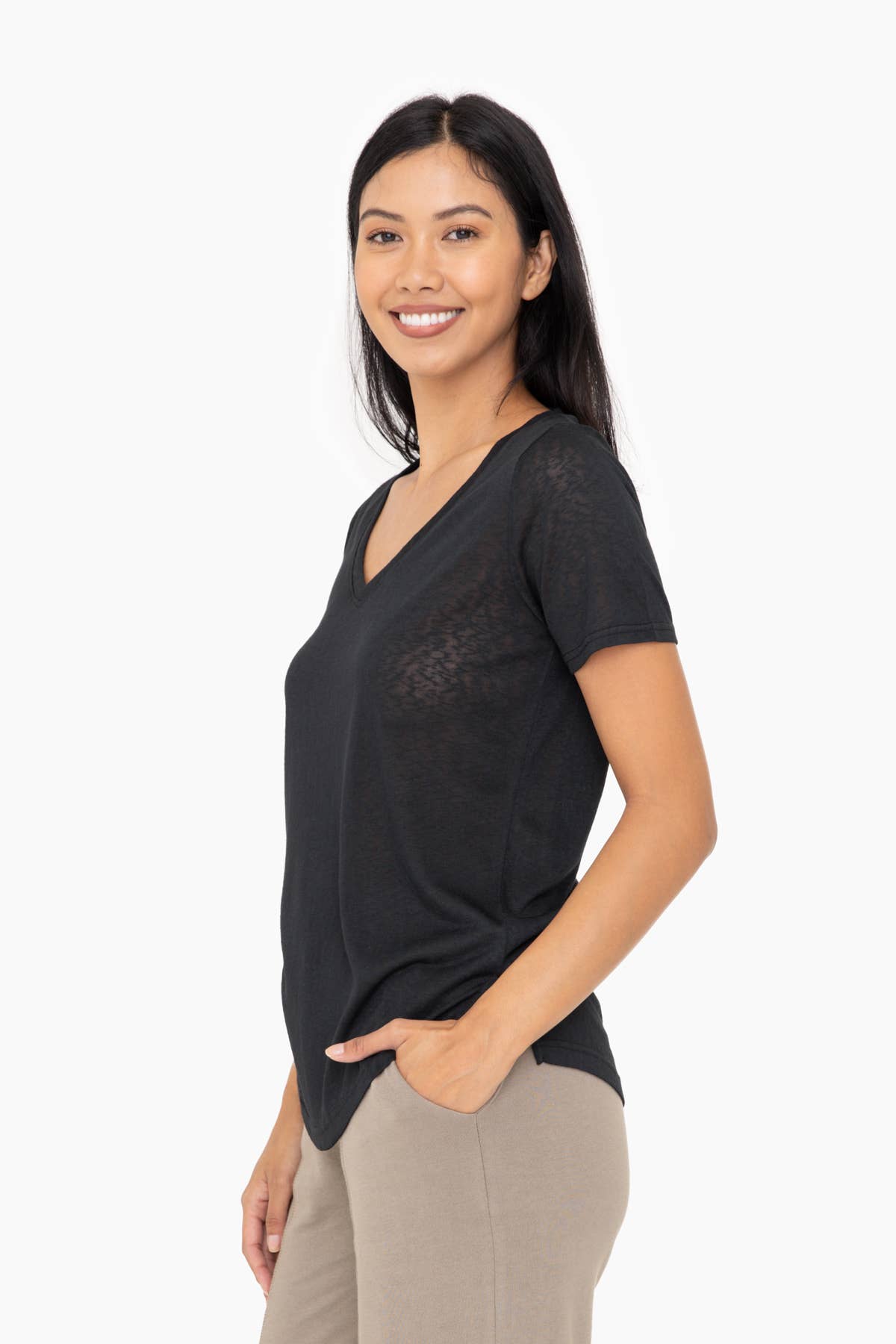 Mono B – wholesale T-shirt – women's – Modal Blend Classic V-Neck Tee13