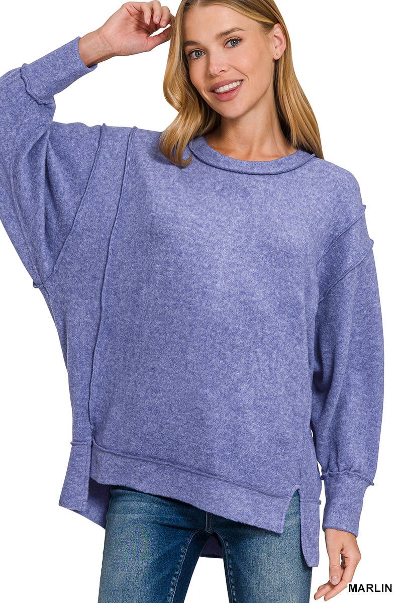 42POPS - Vente Pull en maille – femme - Pull en maille mélangée brossée avec coutures apparentes29