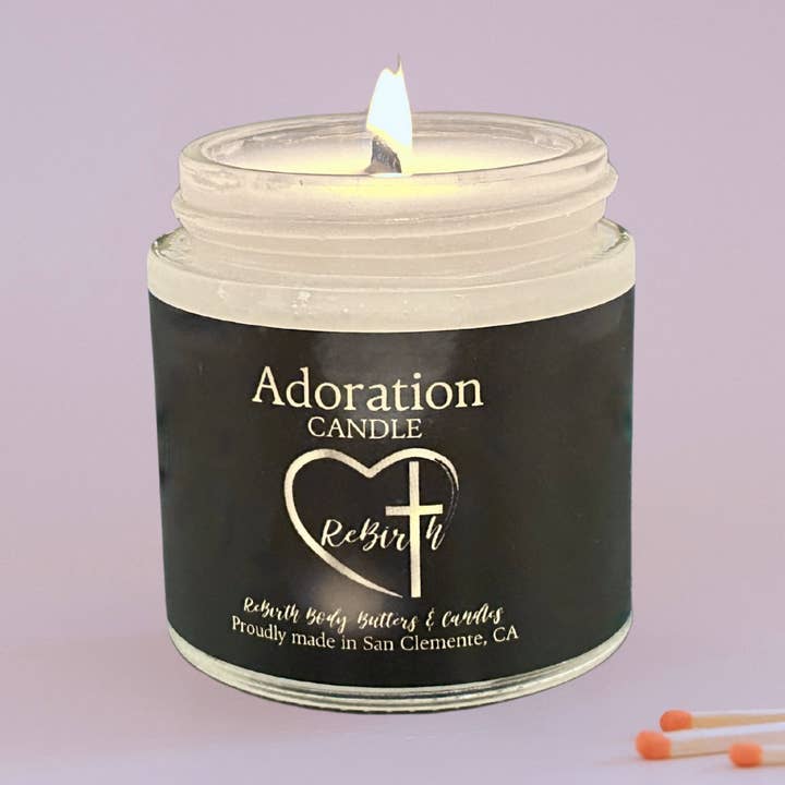 ADORATION CANDLE - Orange, Vanilla, Cardamom for wholesale by ReBirth Body Butters, Inc