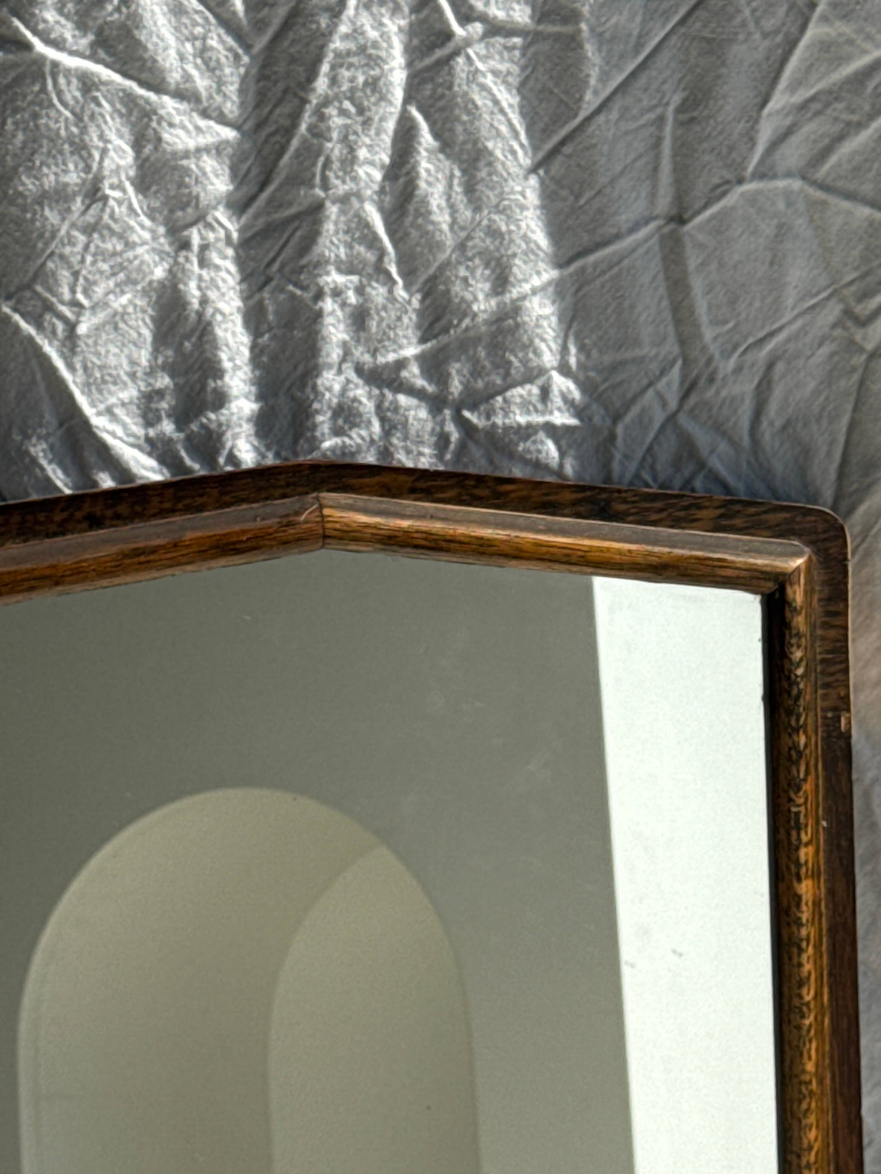 Brown Small antique English rectangular mirror with pediment for wholesale on Faire2