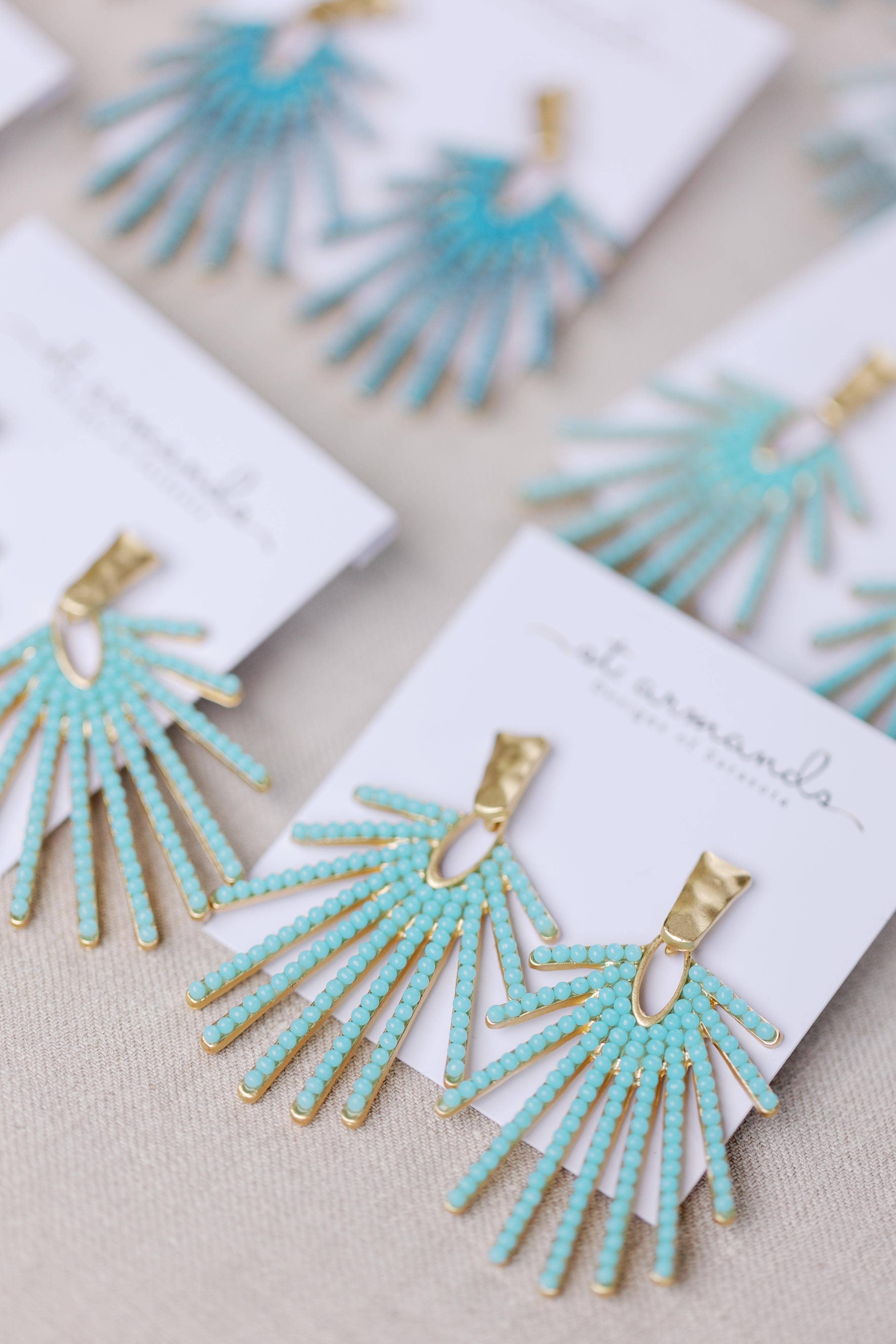 St Armands Designs of Sarasota - Wholesale Dangle Earrings - Light Turquoise Sunburst Statement Drop Earrings1