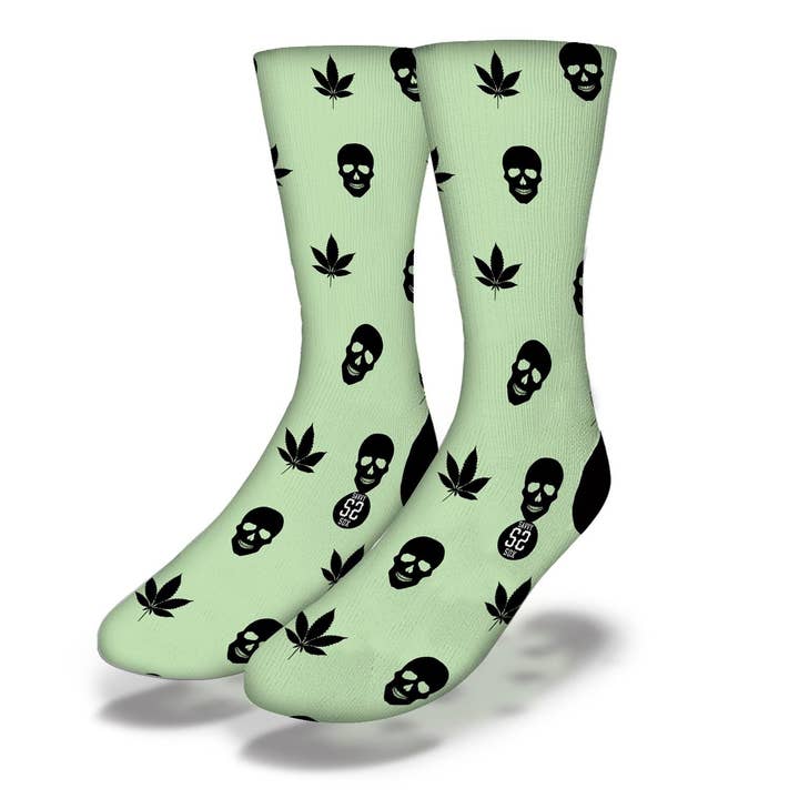 STONER SKULLS Fun Weed Socks for wholesale by Savvy Sox