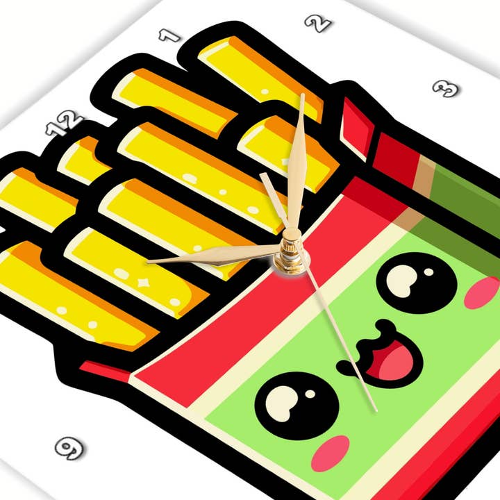 3dRose - Wholesale Wall clock - 3dRose, Cute Kawaii French Fries, Wall Clock2