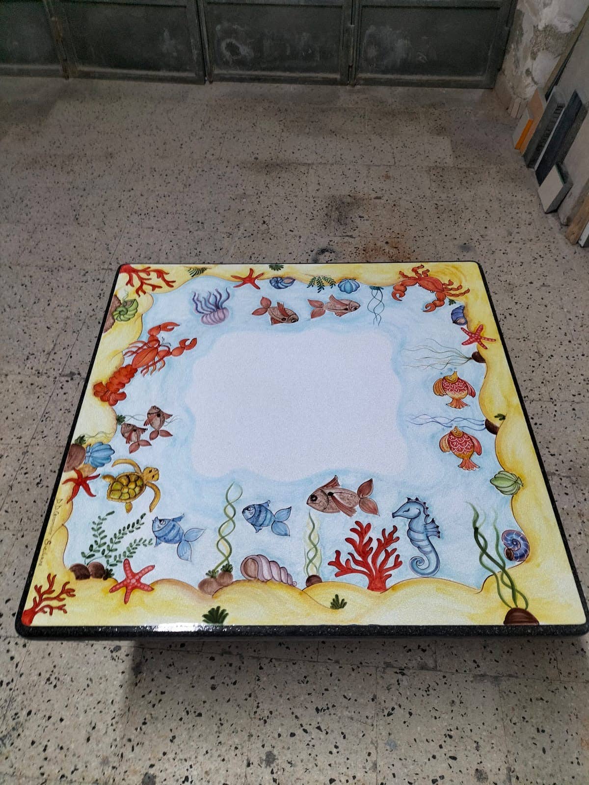 DD Ceramiche Siciliane - Wholesale Coffee Table - Square Table Marine Nature Decor – Decorated Lava Stone2