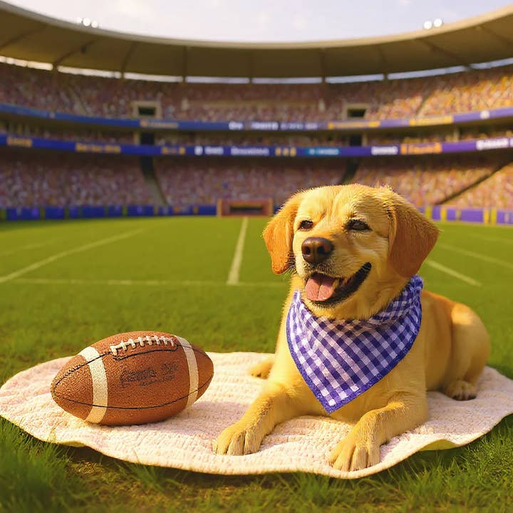 Dog Bandana, Pet Accessories, Dog Mom Gifts, Purple Gingham for wholesale by The Oxford Dog