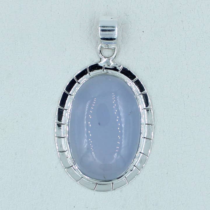 Natural Blue Chalcedony Silver Pendant for wholesale by Silvex Jewelry