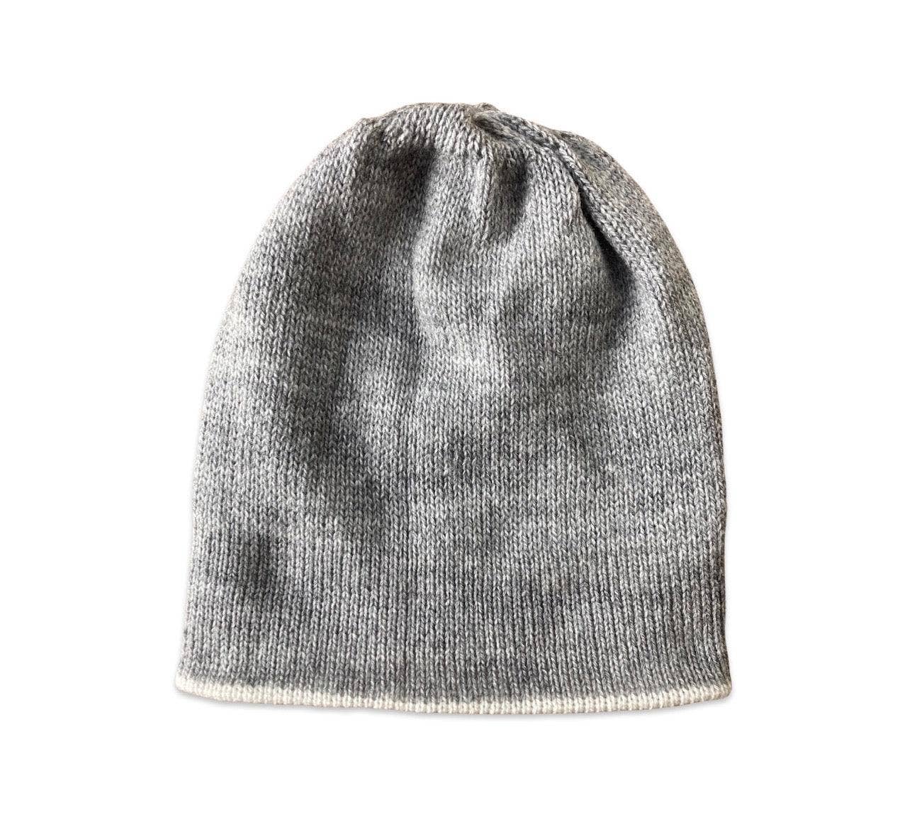 Makers & Providers - Venta al por mayor Gorro de lana - Unisex - Gorro reversible de alpaca tejido a mano, gris y marfil3
