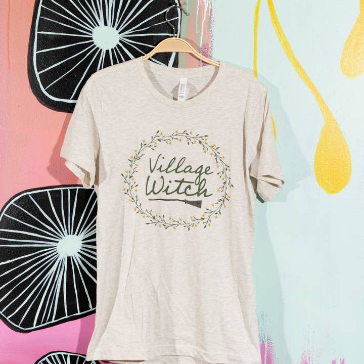 Village Witch Crew Neck Short Sleeve T-Shirt for wholesale by Feather & Fox Print Co.