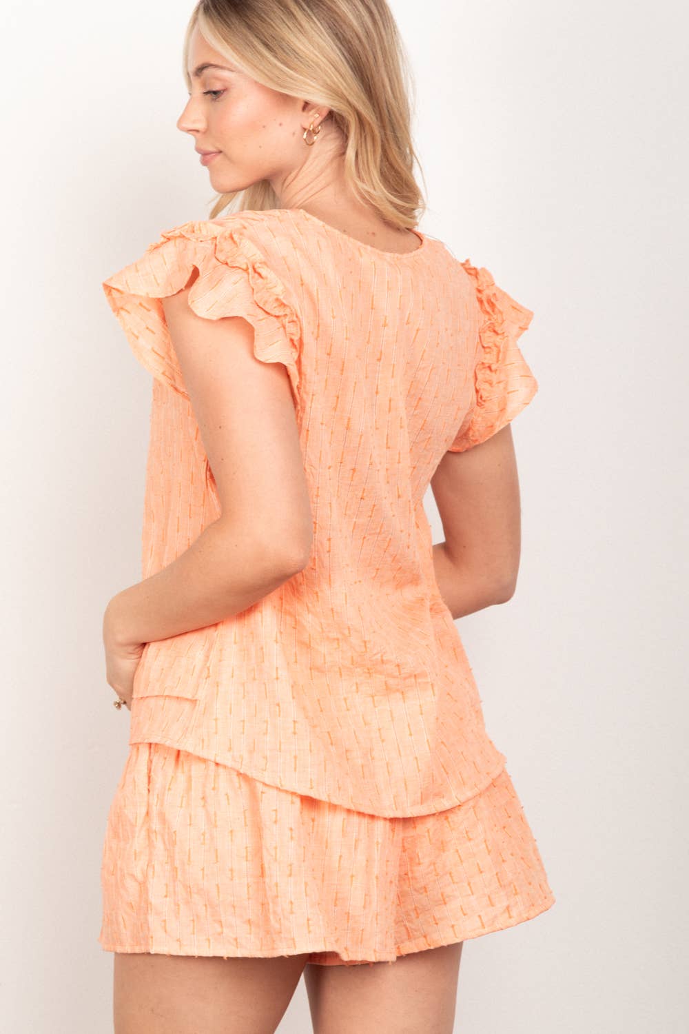 VERY J - Wholesale Lounge Set - Women's - NT11539SET-Solid Cotton Woven Cute Top & Shorts Set9