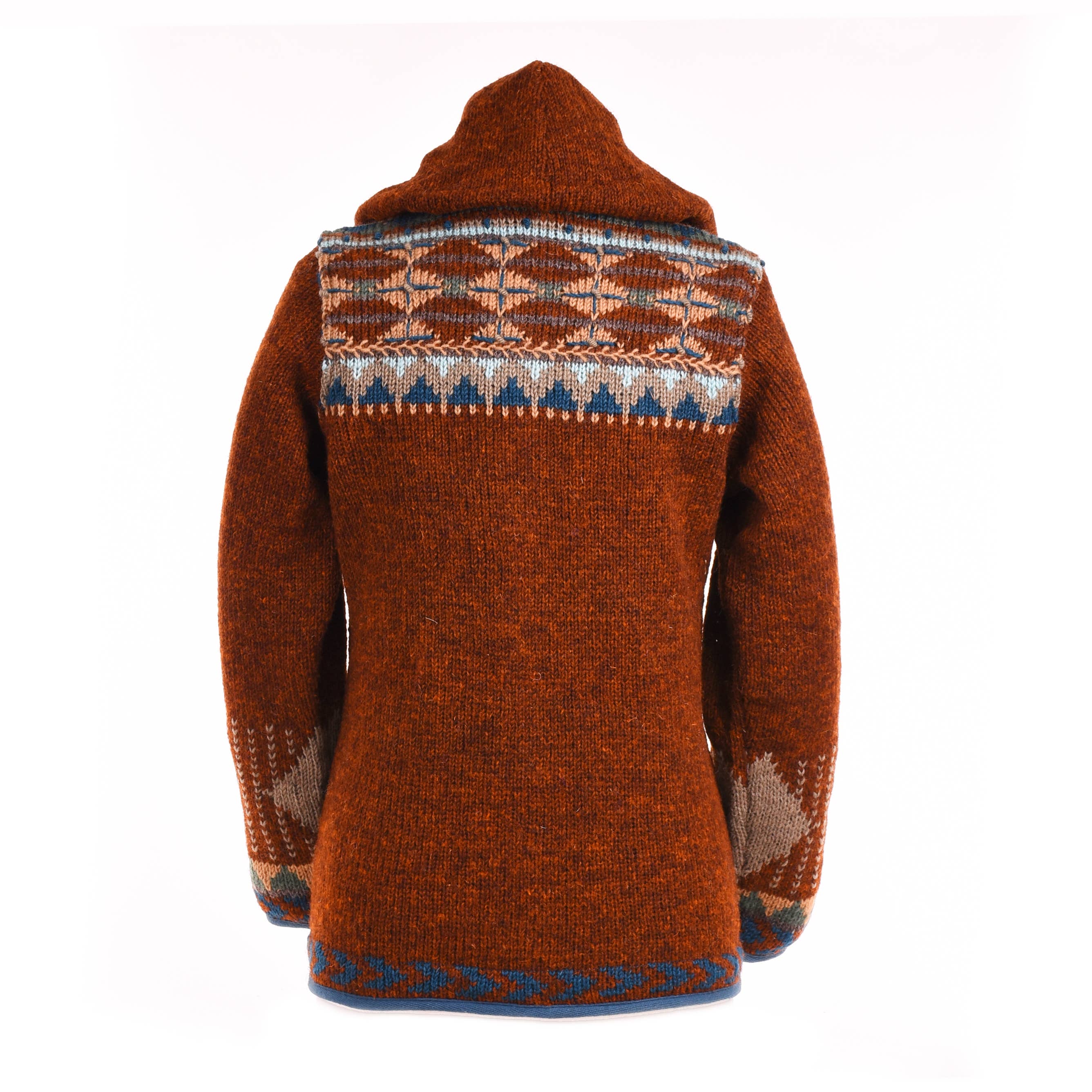 Lost Horizons Knitwear – Ships from USA - Wholesale Knit Sweater - Women's - Dakotah Hooded Wool Sweater with Western Pattern9
