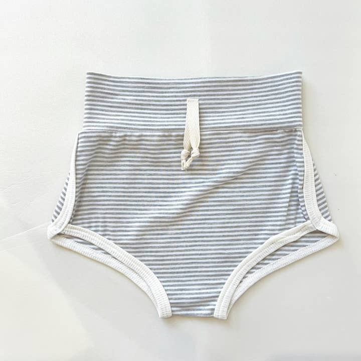 Bamboo Track Shorts | Grey Stripe for wholesale by Bohemian Babies