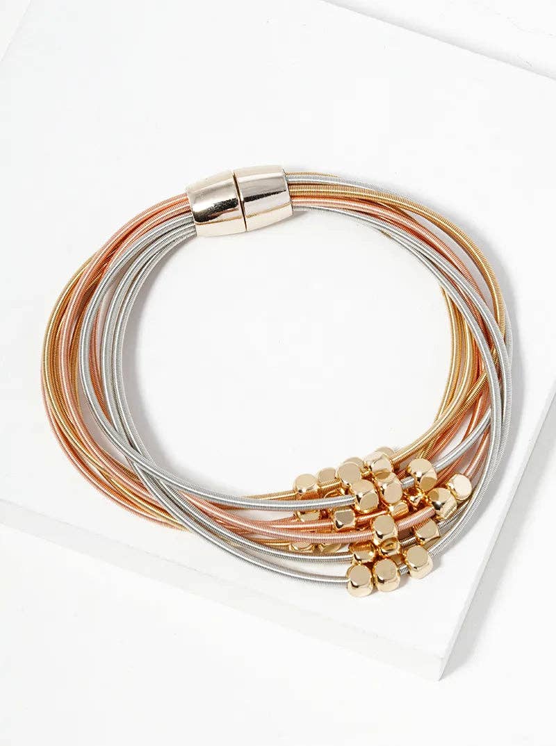 Wild Honey - Wholesale Beaded Bracelet - Metallic Beaded Multi-Layer Magnetic Stretch Bracelet2