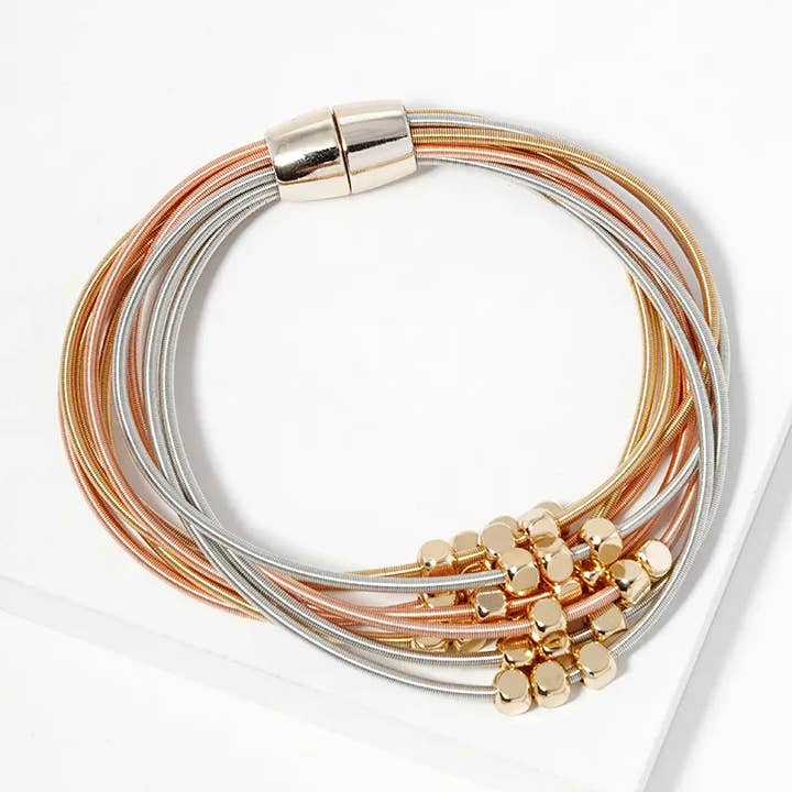 Wild Honey - Wholesale Beaded Bracelet - Metallic Beaded Multi-Layer Magnetic Stretch Bracelet2