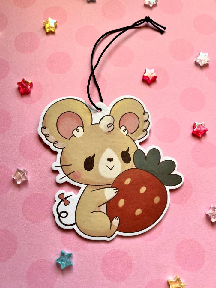 Cute Strawberry Mouse Air Freshener (Berry Scented) for wholesale by Pinkstuff by Adriana